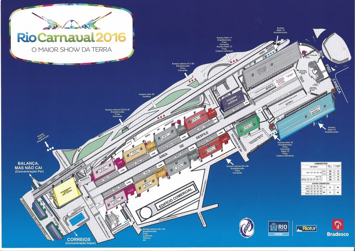 แผนที่ของริโอ carnaval