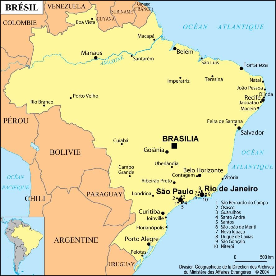 แผนที่ของบราซิลแสดง brazil. kgm