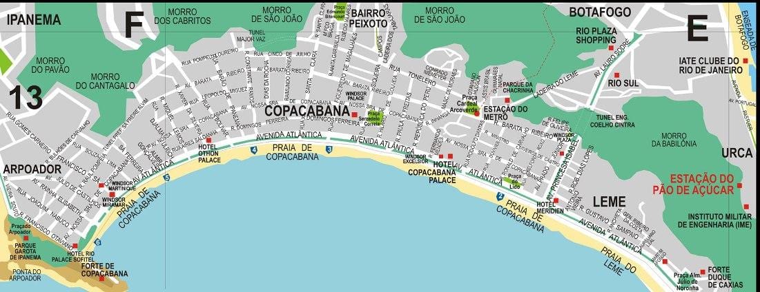 copacabana brazil. kgm แผนที่